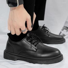 Casual Shoes Fashion Black Men Leather 2024 Spring Low-top Platform Work For Sneakers Selling Walking Non-slip
