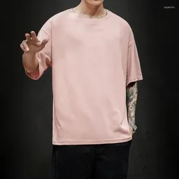 Men's Suits A2343 Summer T Shirt 2024 Fashion Solid Mens Oversized Hip Hop Short Sleeve Casual Cotton Streetwear