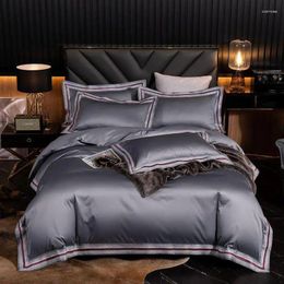 Bedding Sets 43 4Pcs Set Duvet Cover Bedsheet Pillowcase 1000TC Egyptian Cotton Extra Soft Breathable Solid Colour El