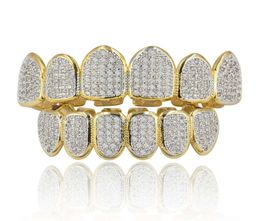 Classic 66 Hip Hop Teeth Grillz Set Gold Silver Teeth Grillz Top Bottom Grills Dental Mouth Caps Cosplay Party1266011