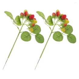 Party Decoration 2 Pcs Faux Plant Wild Fruit Potted Artificial Stems Bouquet Fake Branch Vase Filling Decors