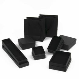 Gift Wrap Cardboard Jewelry Box Set Black Necklace Bracelet Earrings Ring Storage Display BoxQ240511