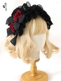 Party Supplies Original Black And Red Lace Lolita Headdress Doll Bow Headband Kc Gothic Lo Niang Halloween Hair Accessories