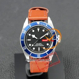 M79230B A21J Automatic Mens Watch 41mm Steel Case Blue Bezel Black Dial White Markers Brown Leather Strap Sports Watches Reloj Hombre Montre Hommes Puretime PTTD