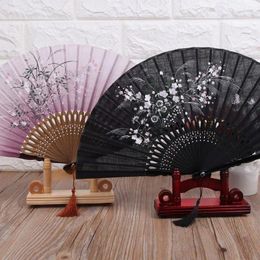 Decorative Figurines Chinese Retro Craft Hand Wood Fan Stand Display Base Holder Home Office Decor Room Desk Decoration