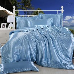 Bedding Sets Pure Satin Silk Set Home Textile King Size Bed Duvet Cover Flat Sheet Pillowcases