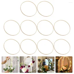 Decorative Flowers 20 PcsDecorative DIY Christmas Wreath Crafts Material Circle Frame Ring Anniversary Leis Hoop Wooden Dream Catcher
