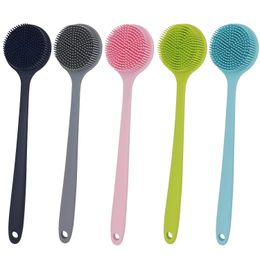 Soft Silicone Back Scrubber Shower Bath Body Brush with Long Handle BPA-Free Hypoallergenic Eco-Friendly 240423