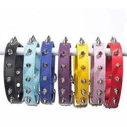 Leather Dog Cat Collar Spiked Studded Puppy Pet Necklace For Small Medium Large Dogs Cats Neck Strap Pet Products Accessories 240511