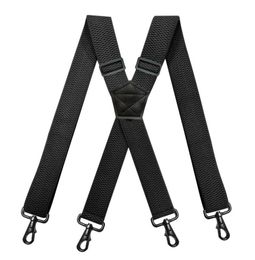 Mens Heavy Duty Work Suspenders 38cm Wide XShape with 4 Swivel Snap Hooks Adjustable Elastic Biker Snowboard Trouser Braces3038252
