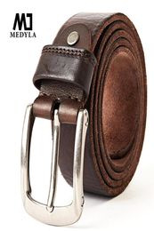 Medyla New Fashion Brand Luxury Leather Belts For Men Vintage Top Full Grain Genuine Leather Strap For Cowboys Jeans Waistband Y192753515