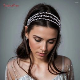 Hair Clips TOPQUEEN Handmade Shiny Wedding Tiara Rhinestone Headband Bridal Jewellery Women Party Bridesmaid Accessories HP597