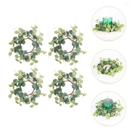 Decorative Flowers 4 Pcs Eucalyptus Wreath Ring Rustic Wedding Decor Country Decorations Green Leaves