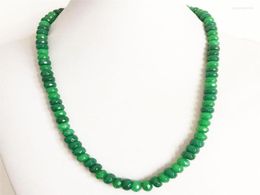 Chains Rare 5 8MM Faceted Green Emerald Jade Necklace Vintage Natural Stone Jewelry Noble Elegant Exquisite Beaded Chain Choker Co2484258