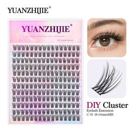 False Eyelashes YUANZHIJIE DIY 120pcs Cluster Eyelash 3D Natural Bundle 8-16mm D Curled Segmented Beam Personal Mink Skin Lash Fine Tip Q240510