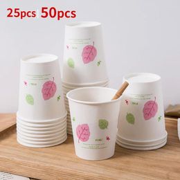 Disposable Cups Straws 50 Pcs/bag 250 Ml Paper Cup Thickened Coffee Tea Milk Beverage Accessories Party Supplies Drink