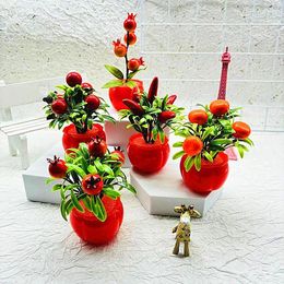 Decorative Flowers 1 Pc Artificial Simulated Fruits Bonsai Ornaments Colorful Fake Potted Plants Of Wealth For Home Living Room Decoration