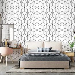 Wallpapers Simple Diamond-shaped Bedroom Wallpaper Room Living Dining Background Wall Waterproof Wear-resistant Geometric Wallpap