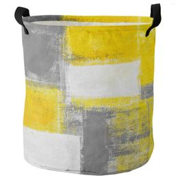 Laundry Bags Oil Painting Abstract Geometric Yellow Foldable Basket Large Capacity Waterproof Storage Organizer Kid Toy Bag