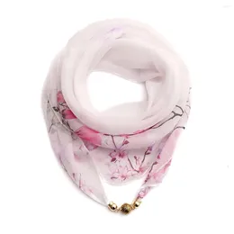 Scarves Magnet Buckle Silk Scarf Neckerchief Printing Women Skinny Headband Hand Wrist Bag Fashion Necklace Accessories