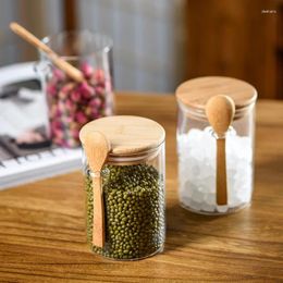 Storage Bottles Kitchen Cereal Spices Container Under Sink Can Glasses Jars With Wood Spoon Tea Candy Sugar Organizer Box