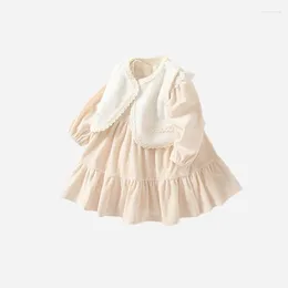 Girl Dresses Girls Fall And Winter Sweet Dress Lace Edge Padded Princess Fashion Children's Suit Skirt With Vest Kids For