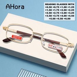 Sunglasses Ahora Metal Frame Glass Lens Presbyopia Reading Glasses Men Women Fashion Square Eyeglasses 0.5 0.75 1.0 1.25 1.5 1.75 2.75- 6