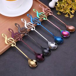 Spoons Stainless Steel Musical Note Dessert Spoon Coffee Stirring Milktea Tea Ice-cream Scoop Tableware