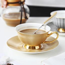 Cups Saucers Breakfast Cup And Saucer Set Bone China Black Gold Christmas Nordic Aesthetic Ceramic Mug With Spoon Tazzine Caffe