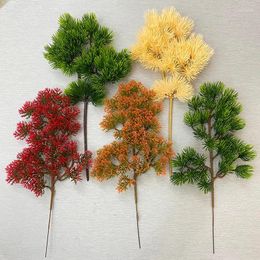 Decorative Flowers Artificial Plants Small Tree Leaf Welcoming Pine Needle Fake Plastic Leaves Branch Ornaments Home Christmas Wedding