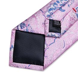 Neck Tie Set Ties for Men 2023 Luxury Pink Blue Paisley 100% Silk Business Wedding Party Neck Tie Pocket Square Cufflinks Accessories Gift