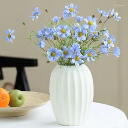 Decorative Flowers 5pcs Single Branch Daisy Artificial Flower Bouquet Table Display Home Office Decoration Flores Artificiales Silk