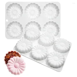 Baking Tools 6-Cavity Flower Shape Silicone Mold Fondant Chocolate Mousse Cake Decorating DIY Candle Soap Easy Clean