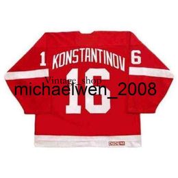 Vin Weng VLADIMIR KONSTANTINOV Red 1995 CCM Vintage Hockey Jersey All Stitched Top-quality Any Name Any Number Any Size Goalie Cut