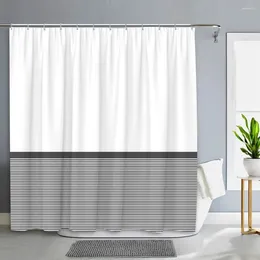 Shower Curtains Black Striped Curtain Modern Minimalist Line Nordic White Colourful Polyester Fabric Bathroom Decor