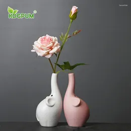 Vases Modern Handmade Ceramic Vase Elephant Animal Art Flower Arrangement Nordic Creative Home Decoration Ornaments