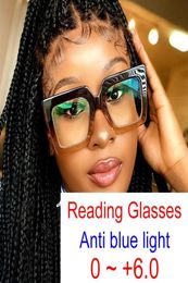 Sunglasses Women Oversized Square Anti Blue Light Reading Glasses Two Colour Frame Finished Prescription Hyperopia Eyeglasses Diopt7018464
