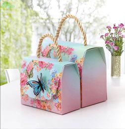 20pcs Gift Bags with Handles Butterfly Flowers Dessert Paper Candy Boxes Wedding Decoration Marriage Beautiful Gift Wrap1412695