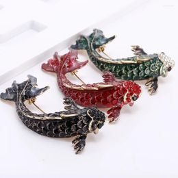 Brooches Big Red Carp Fish For Women Metal Rhinestone Animal Brooch Pins Mom's Gifts