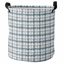 Laundry Bags Chequered Watercolour Gradient Hand Drawn Loop Foldable Dirty Basket Kid's Toy Organiser Waterproof Storage Baskets