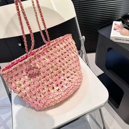 Designer Brand Bag 23p Beach Bag Handmade Grass Woven Chain Tote Single Shoulder Underarm Women's Vegetable BasketO8M5