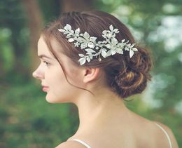 Metal Leaf Rhinestone Flower Clip Headband Fashion Bridal Wedding Hair Accessories For Women Decoration Hair Jewlery Headband6841157