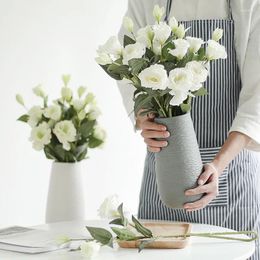 Vases Nordic Vase White Simple Ceramic Flower Pot Textured Light Luxury Living Room Decoration Creative Modern Exquisite Home Decor