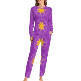 Women's Sleepwear Golden Sun Pyjamas Pink Swirls Kawaii Home Suit Women 2 Pieces Loose Oversized Graphic Birthday Gift