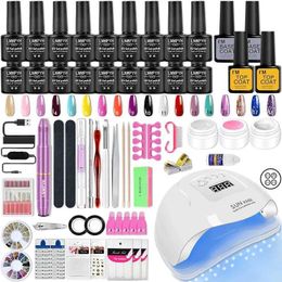 Nail Art Kits Manicure Set Varnish Nail Kit With LED Nail Lamp Dryer UV Gel Nail Polish Kit Nail Art Tools Set Top Base Nail Drill Machine set T240510