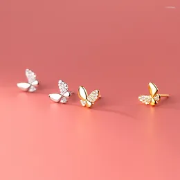 Stud Earrings Mini Cute Zircon Butterfly Shape For Women 925 Sterling Silver Geometric Jewellery Fashion Exquisite Accessories