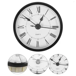 Clocks Accessories Round Clock Insert 3 Inch Quartz Fit-Up Movement Miniature White Dial Black Trim Roman Numerals Diy