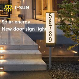Garden Decorations Solar Ground Plug Door Sign Lights Number Double Sided Illuminated LED Outdoor Address Indicator