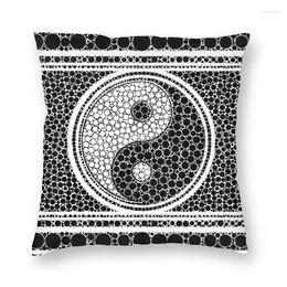 Pillow Yin Yang Dot Art Black And White Cover 40x40cm Home Decor Print Balance Meditation Throw Case For Living Room Car