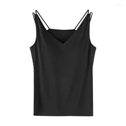 Women's Sleepwear Summer Thin 2024 Sleeveless Top Strap Set With Chest Pads For Wearing V-neck Home Furnishings Leisure